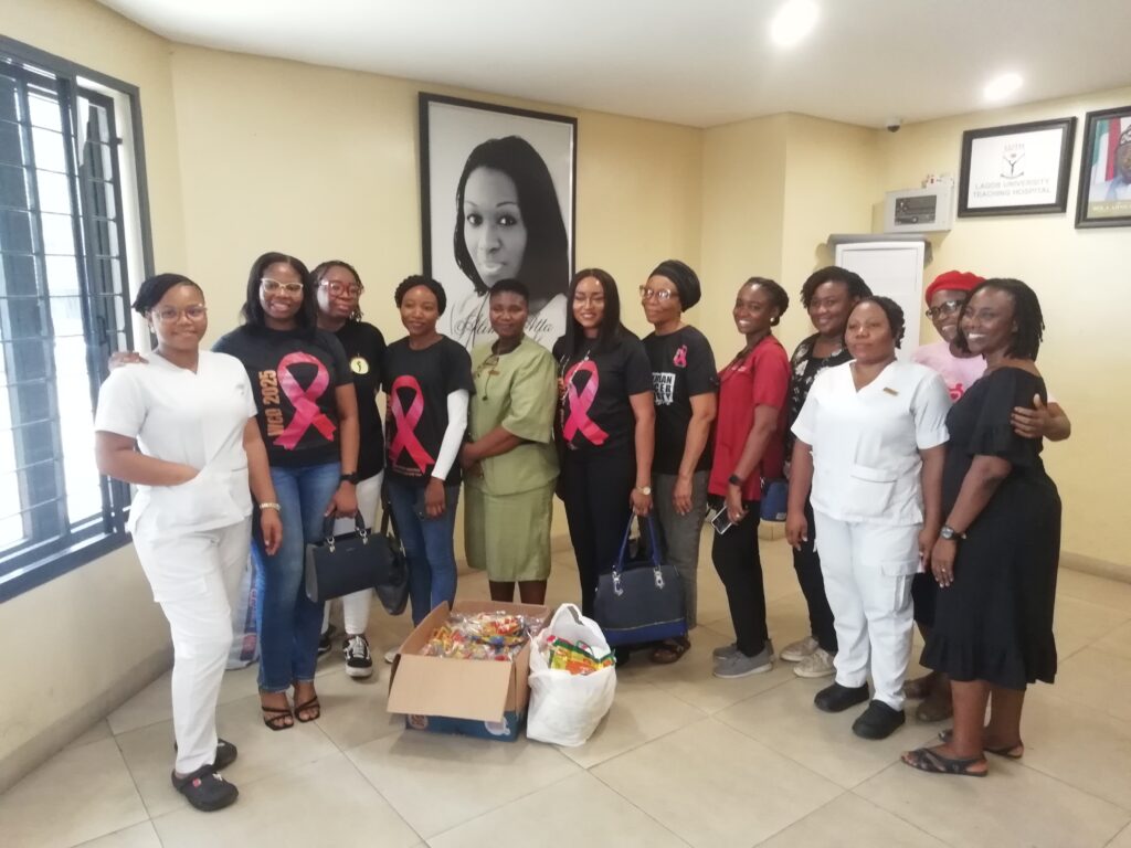 CLWCF volunteers in gold ribbon t-shirts on a hospital visit